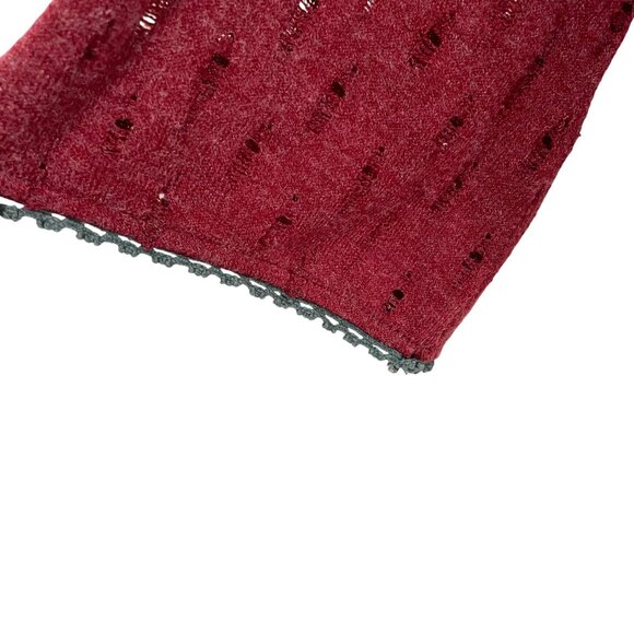 Burgundy Crochet Trim Peasant Tunic Top Maverick The Collection Oversized S - Picture 11 of 12